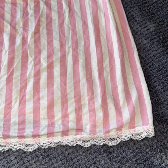 Victoria’s Secret NWT Pink White Lace Striped Chemise Slip Nightie Size Small - Picture 8 of 8